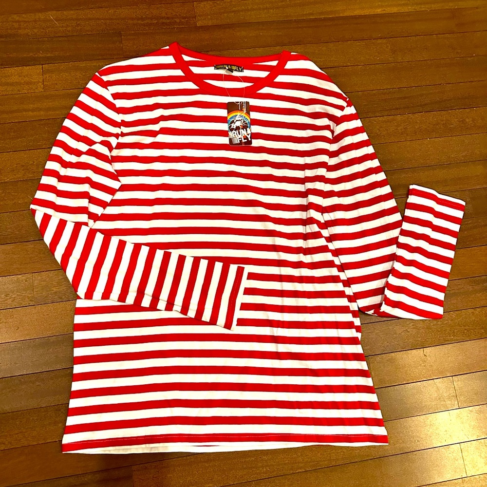 Red & white stripe tee, NWT